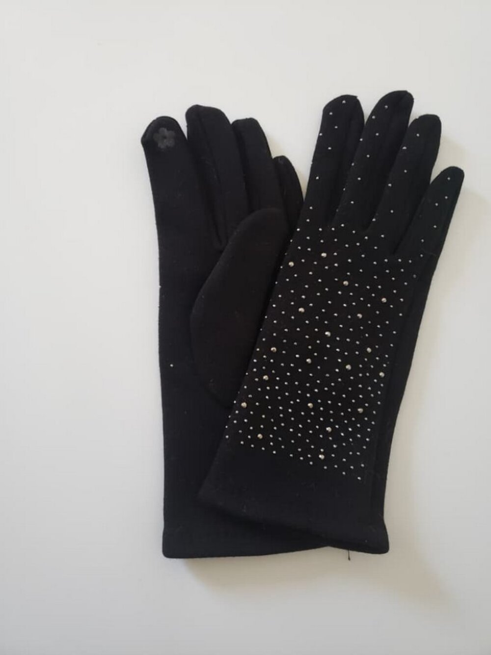 Bejeweled Women Black Gloves New